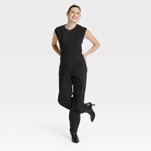 Open Box - Universal Thread - Women's Tailored Denim Jumpsuit - Unive Black